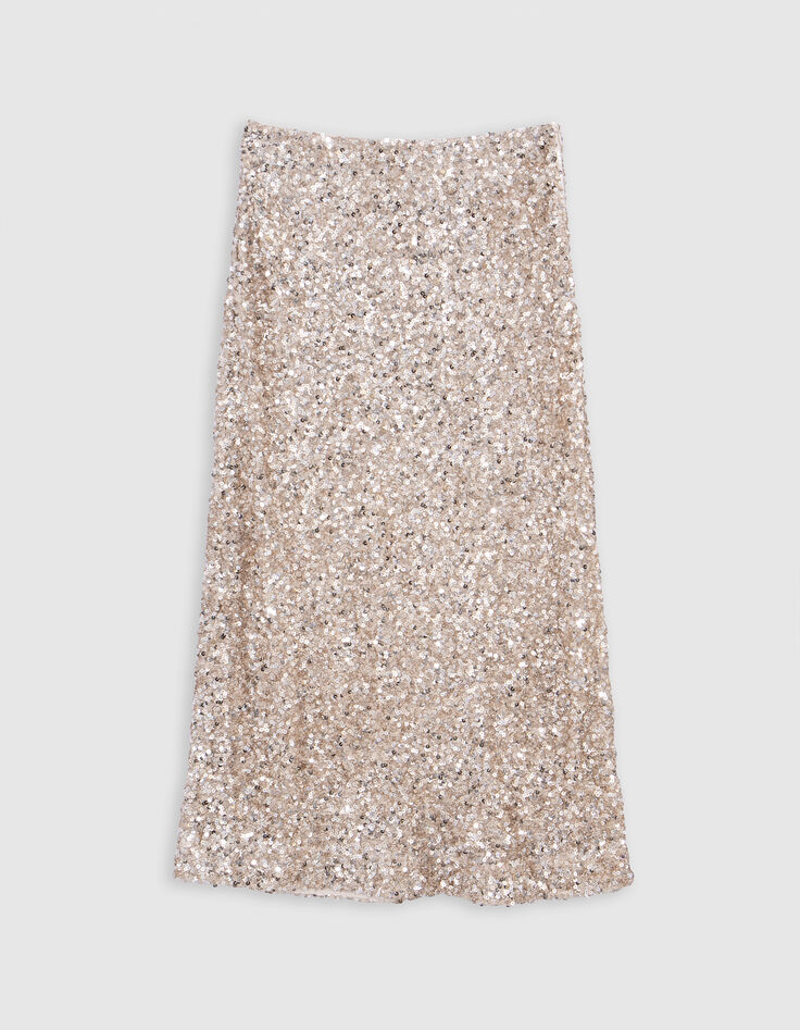 Jupe champagne brodée sequins Femme-4