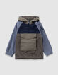 Boys’ khaki and blue fleece hoodie-1
