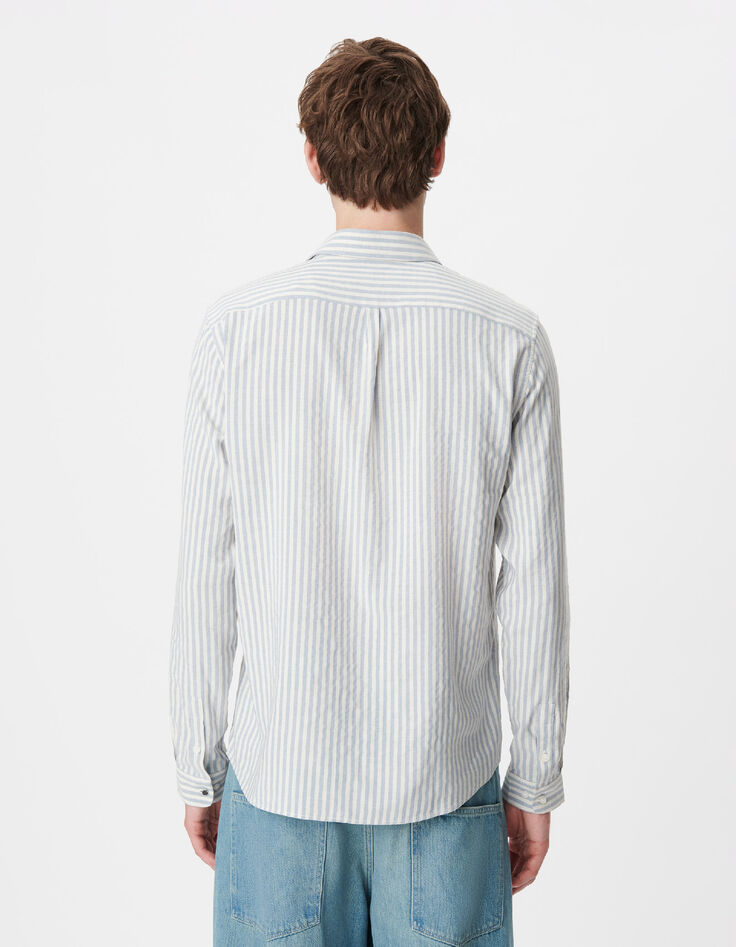 Normaal herenoverhemd blauw gestreept lange mouwen-3