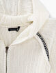 Girls&rsquo; ecru decorative knit hooded cardigan-4