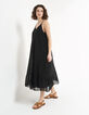 Langes schwarzes Kleid mit schmalen Trägern I.Code-4