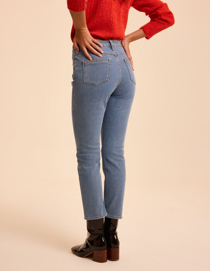 Jean droit bleu d&eacute;tails coutures HELENA I.Code-2