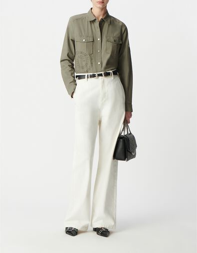Chemise army kaki coton bio message spirale clout&eacute; Femme - IKKS