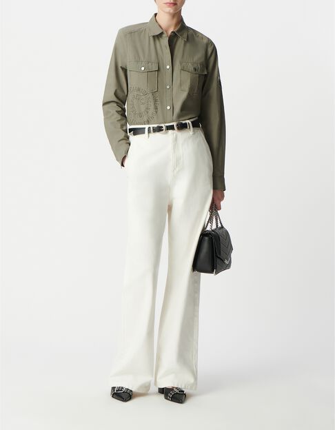 Chemise army kaki coton bio message spirale clout&eacute; Femme - IKKS