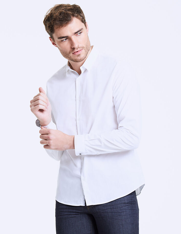 Chemise blanche avec poignets imprimés Homme - IKKS