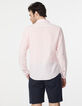Chemise SLIM rose pâle en voile de coton Homme-3