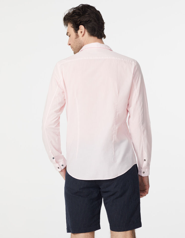 Chemise SLIM rose pâle en voile de coton Homme-3