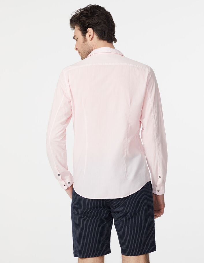 Men’s light pink cotton voile SLIM shirt - IKKS