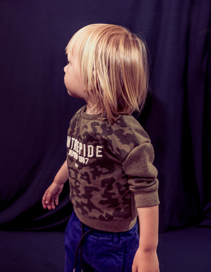 Sudadera caqui camuflaje mensaje bordado bebé niño-1