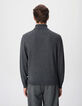 Pull col roul&eacute; gris tricot 100% laine Homme-3