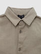 Chemise kaki mix coton et lin garçon-3