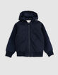 Navy two-ply hooded bomber for boy-3