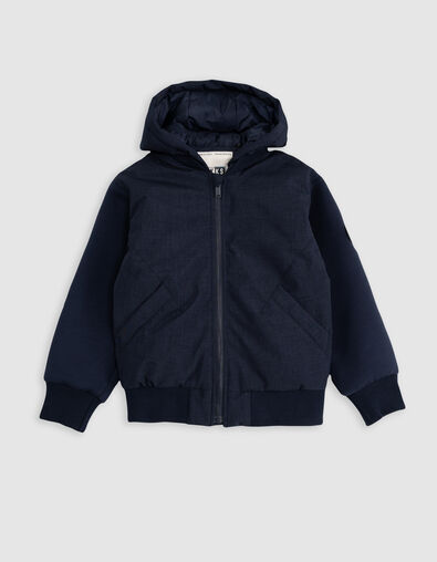 Bomber marine bi-matière à capuche garçon - IKKS
