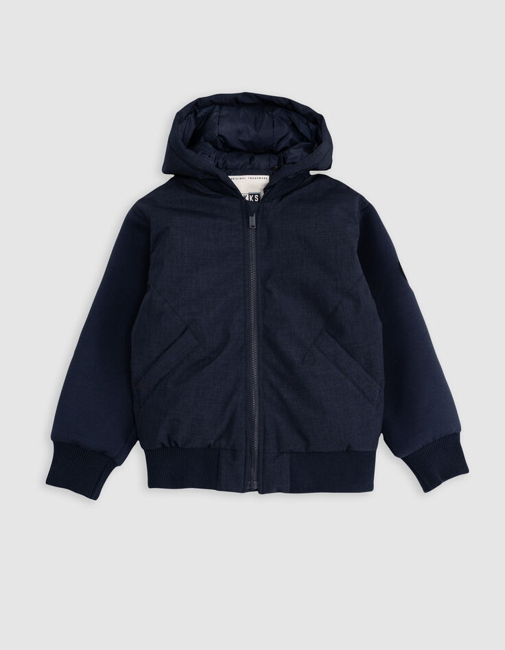 Navy two-ply hooded bomber for boy-3