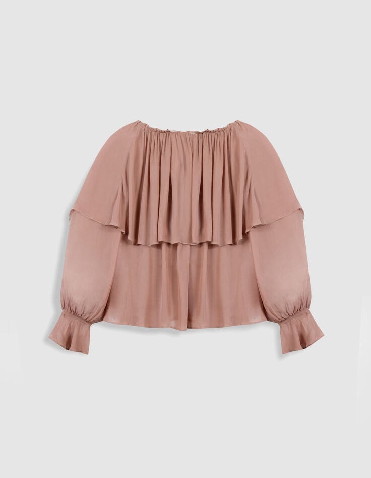 Blouse fluide blush large volant Femme-7