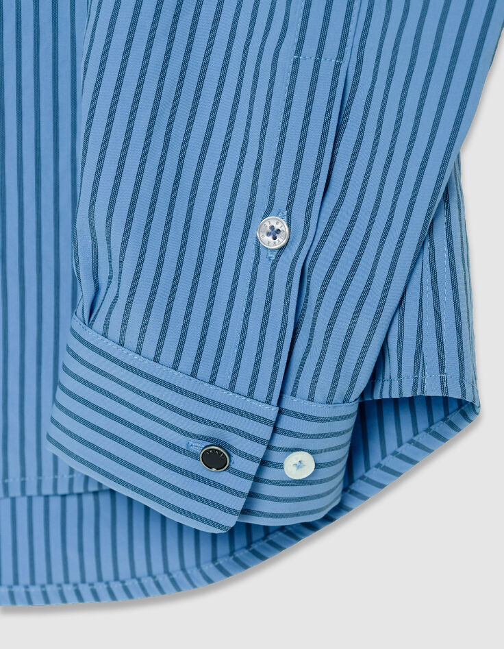 Herren EASY CARE slim blau gestreiftes Hemd-8