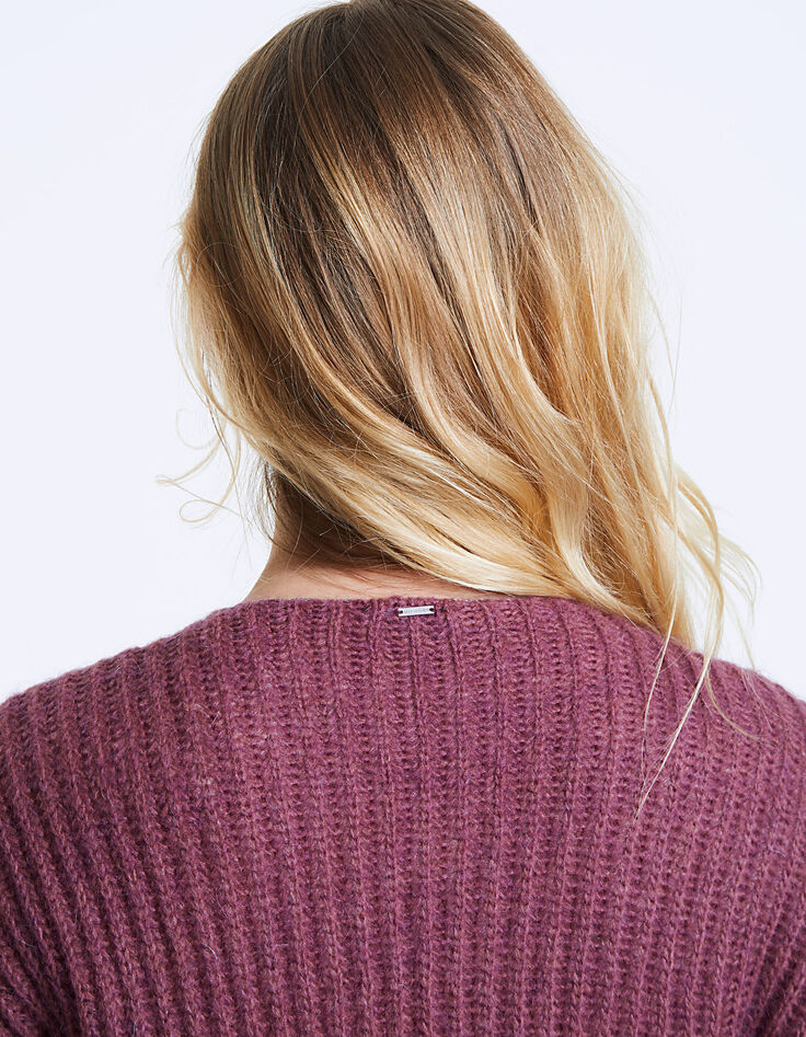 Women's mauve fluffy wool cropped sweater-3