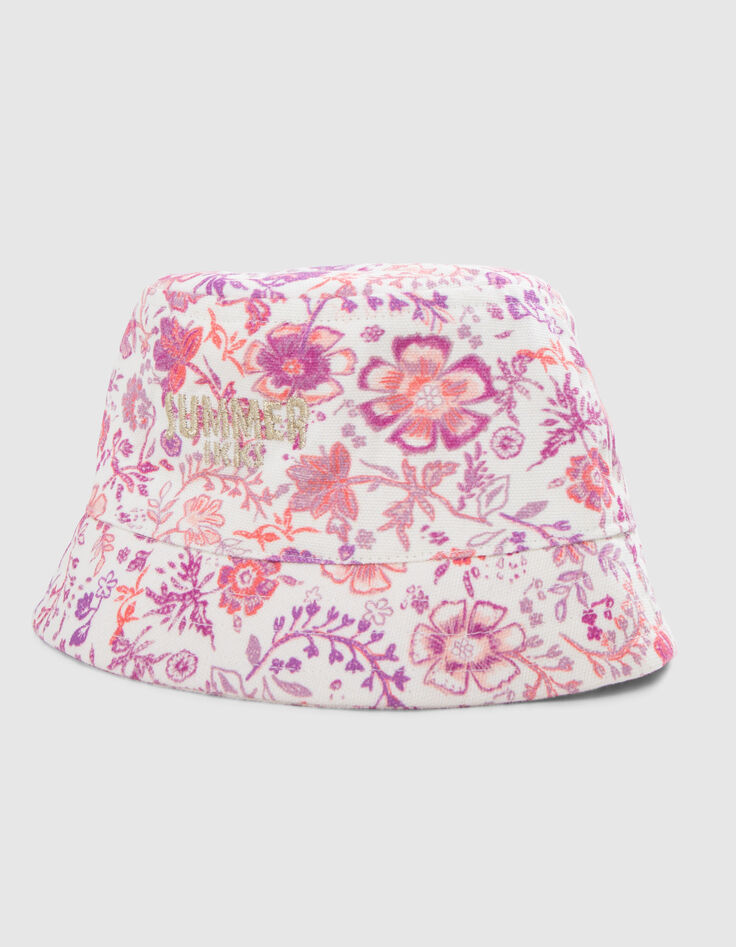 Bob lilas imprimé fleurs et broderie fille-2