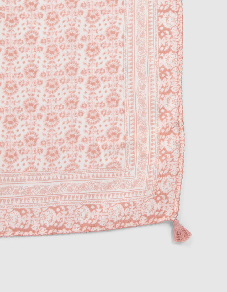 Altrosa, quadratisches M&auml;dchenhalstuch mit Blumenprint-3