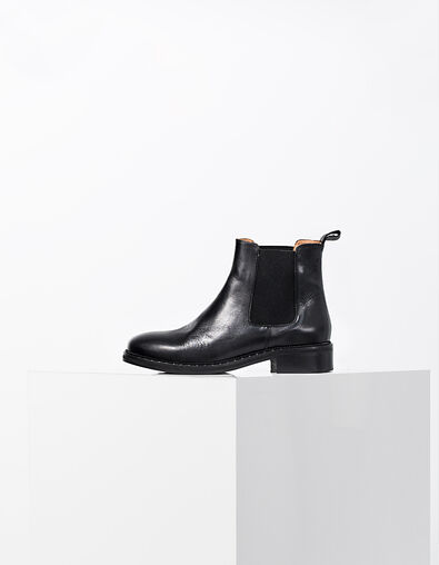 Schwarze Damenboots in Lackleder-Optik mit Strassdetail - IKKS