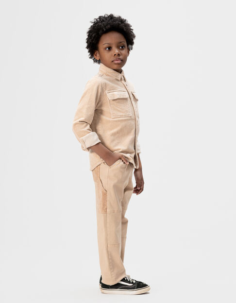 Pantalón jogger loose beige detalles pana niño - IKKS