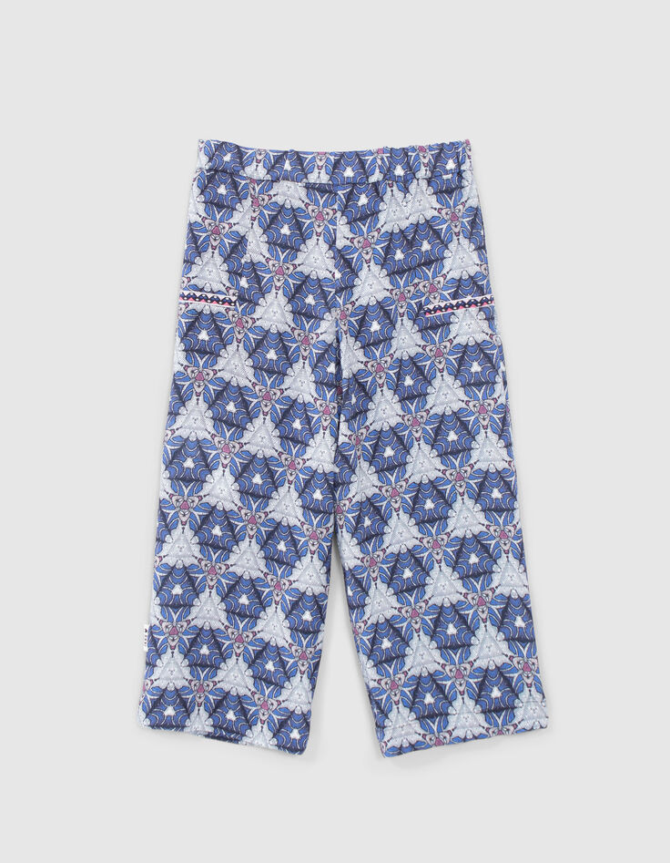 Girls' white trousers with graphic wax print-4