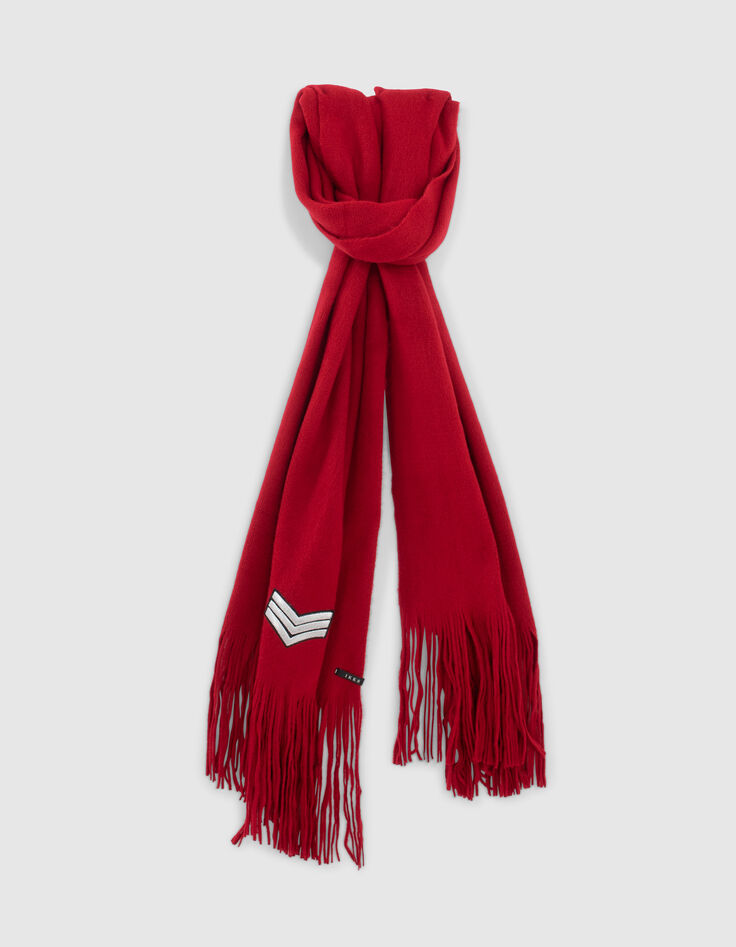 Echarpe en fine maille coloris rouge badge chevron femme-1