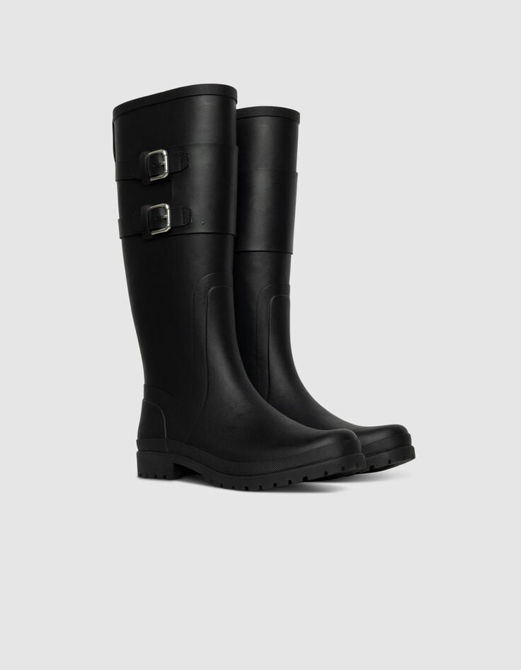 Botas de agua negras suela dentada mujer-4 Botas de agua negras suela dentada mujer-4