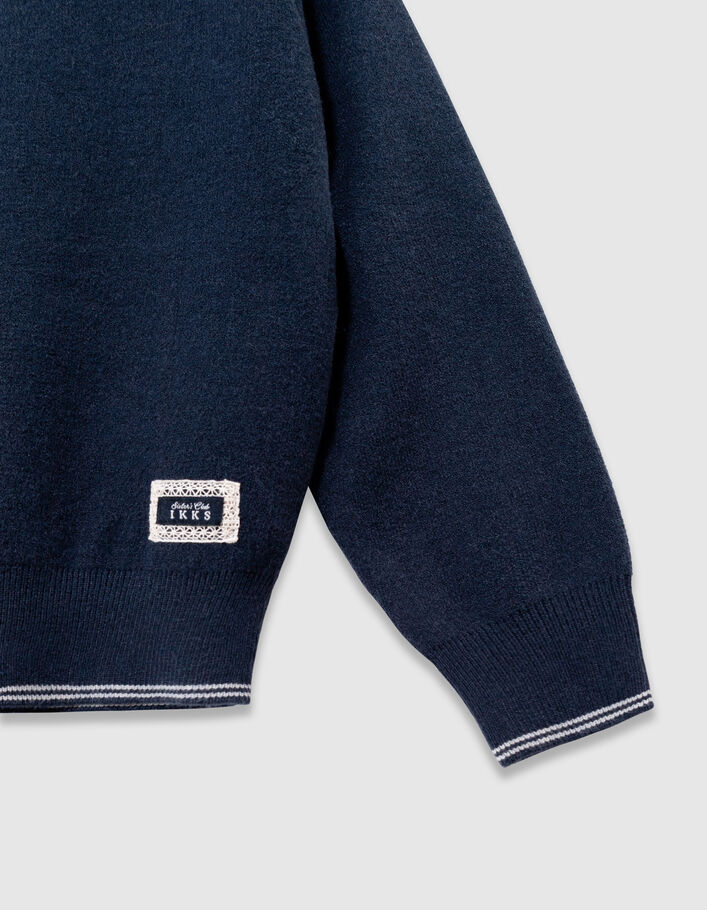 Pull tricot broderie message noir Ikks | La Redoute