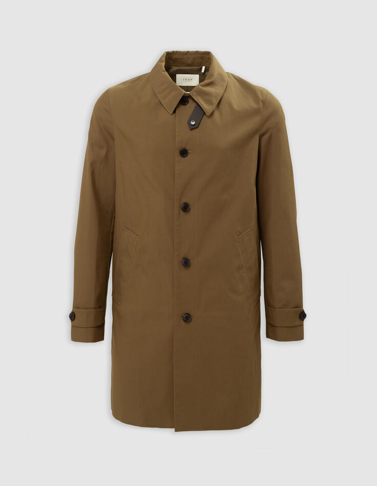 Herren-Trenchcoat, bronze, Materialmix, Kragenband-7