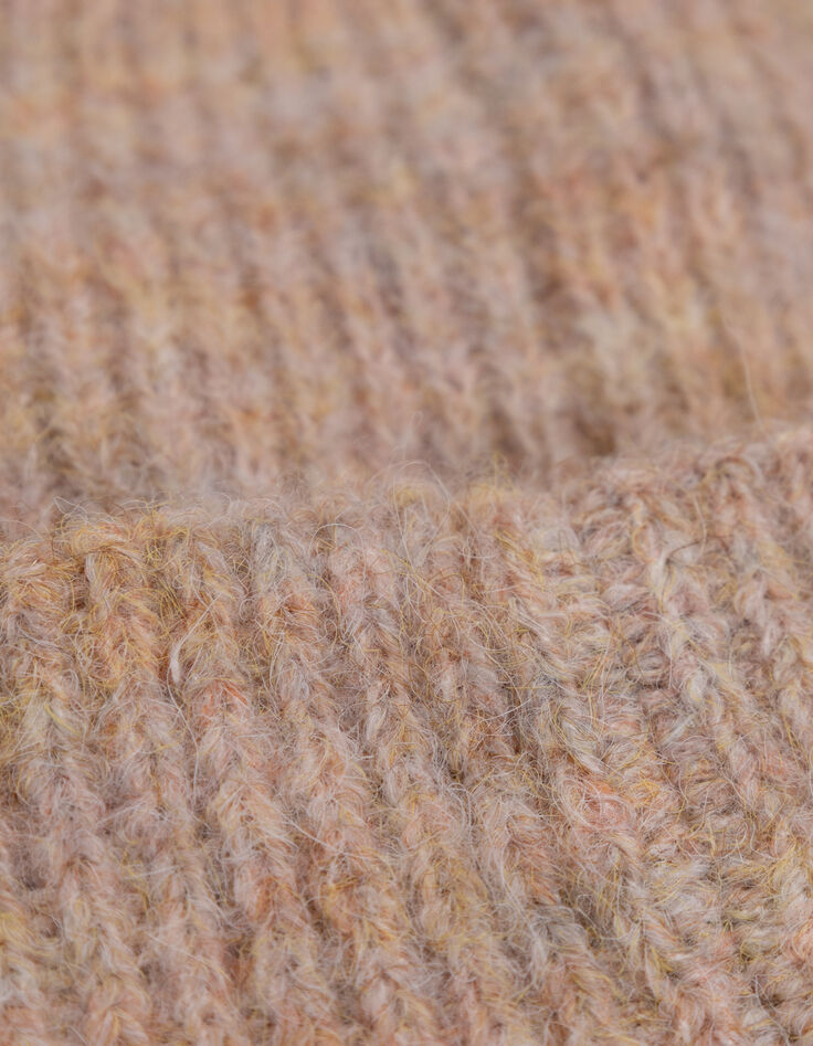 Bonnet beige tricot c&ocirc;tel&eacute; broderie I.Code-4