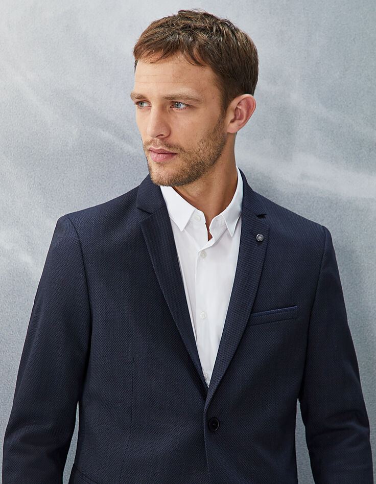 Veste de costume SLIM bleu foncé faux-uni Homme-1