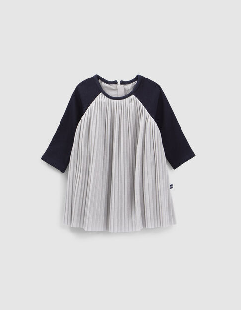 Baby girls’ grey pleated dress