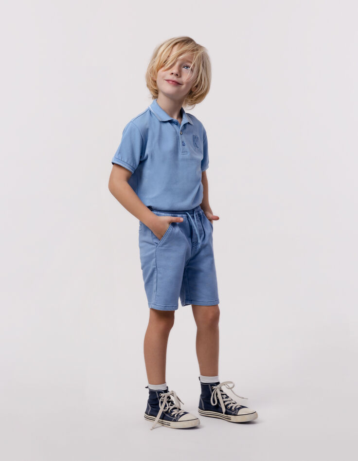 Blaue LOOSE-Jungenstrickbermudas-8