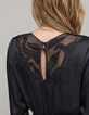Robe noire froissée dentelle dos Femme-5