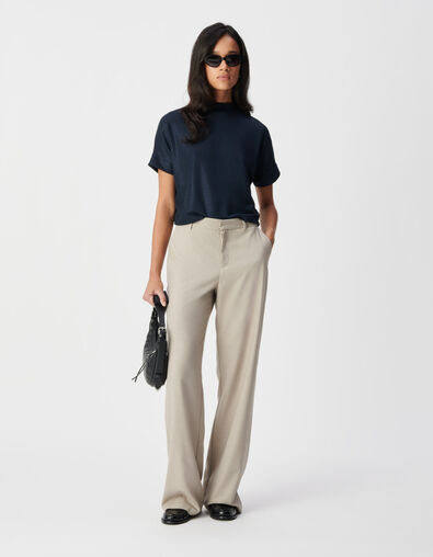 Tee-shirt manches courtes marine paillet&eacute; Femme - IKKS