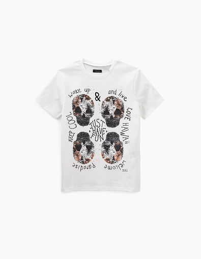 Camiseta blanco roto con 4 calaveras niño  - IKKS
