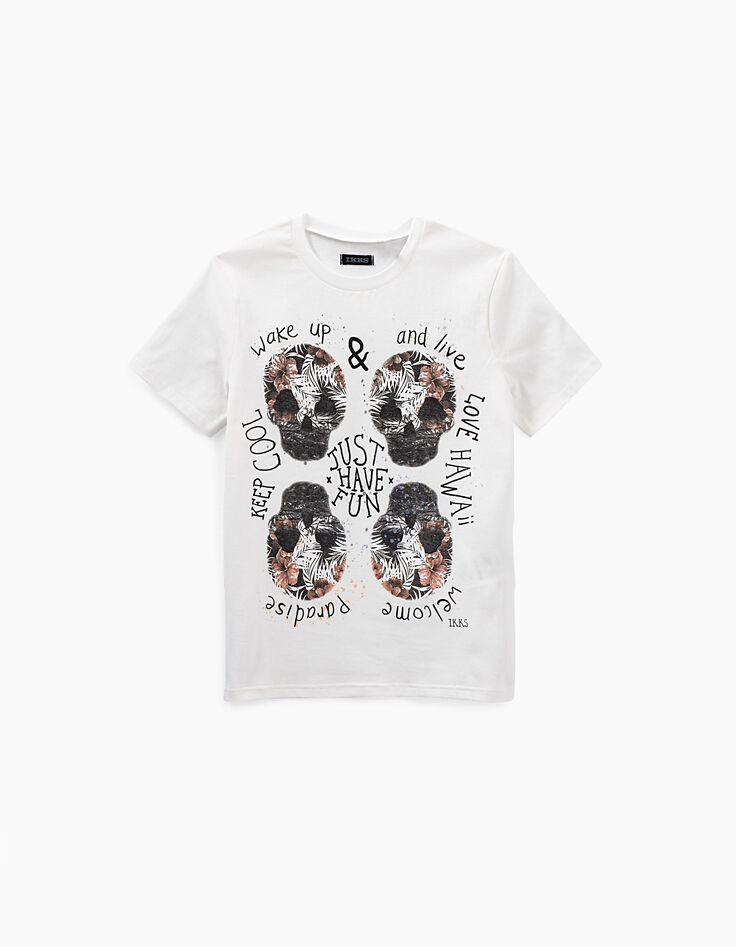Camiseta blanco roto con 4 calaveras niño -1