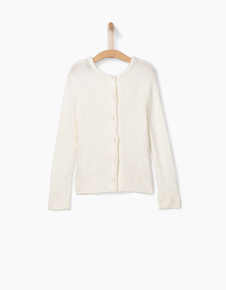 Pull en maille moulinée blanc cassé fille-4