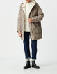 Doudoune beige capuche fourr&eacute;e Femme-1