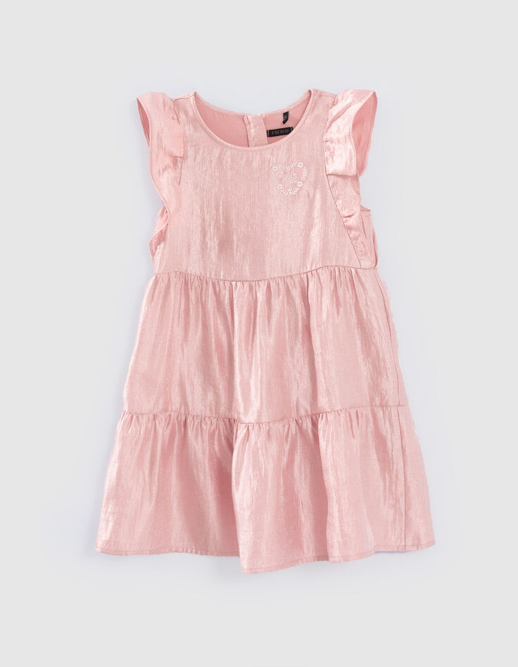 Roze jurk met volants meisjes-1