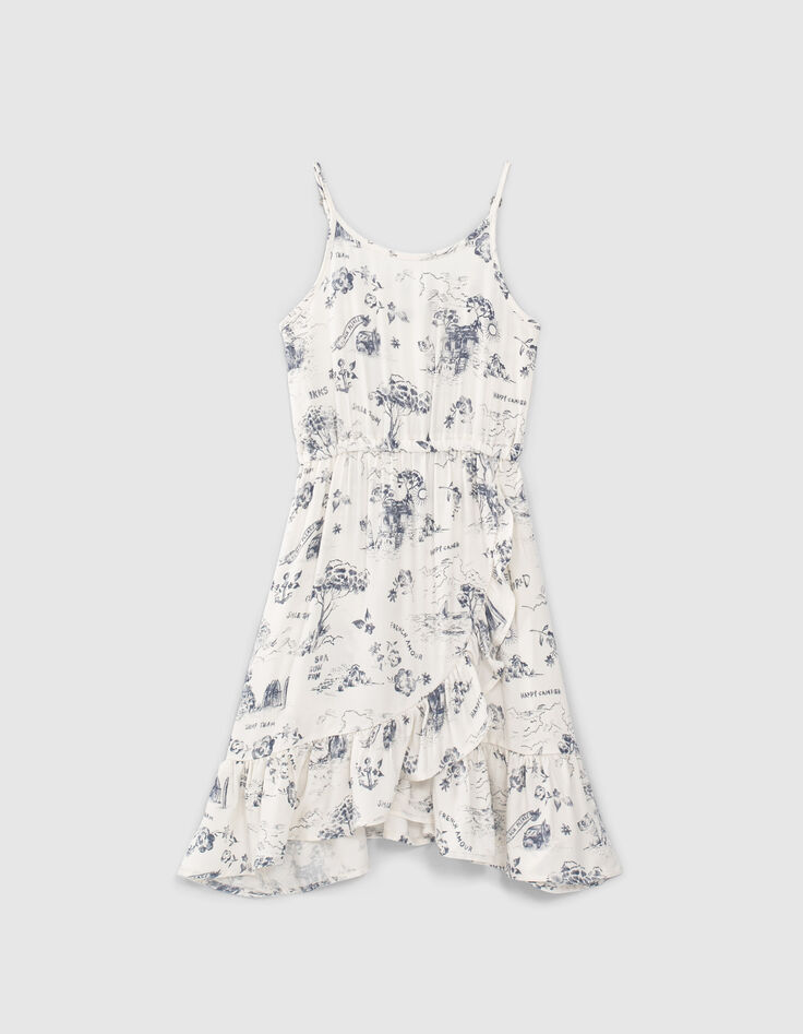 Robe longue blanche Ecovero® à imprimé toile de Jouy fille-2