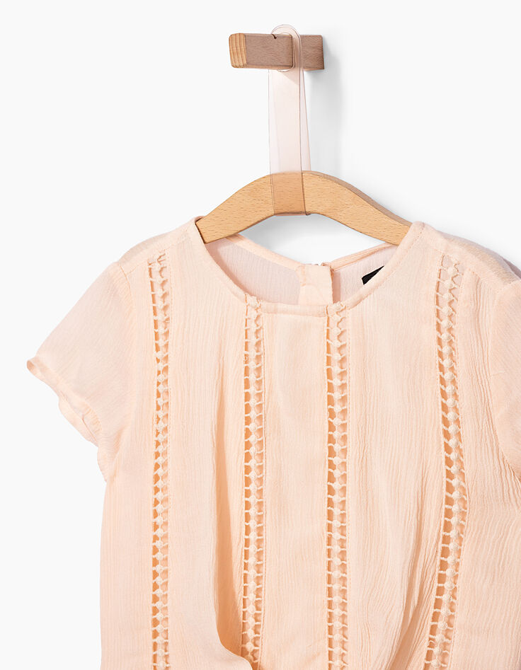 Poederroze jurk fantasie ladderajour meisjes-3