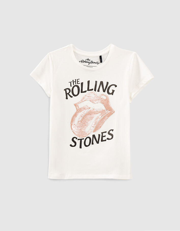 Weißes Mädchen-T-Shirt mit Zungenmotiv THE ROLLING STONES - IKKS