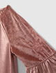 Robe bois de rose en panne de velours fille-5