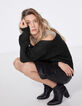 Zwart damesvest donzig tricot-4