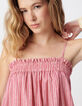 Robe bustier fines bretelles rose motif rayures Femme-3