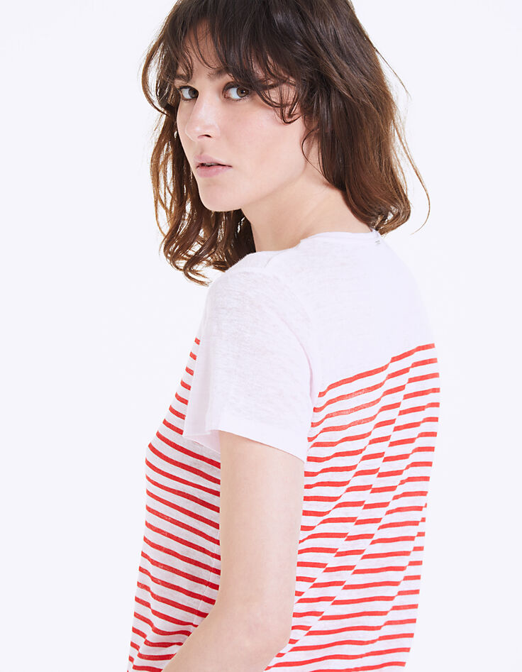 Tee-shirt marinière "Los Angeles" lin rose femme-5