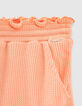 Short corail fluo long en nid d'abeille fille-4