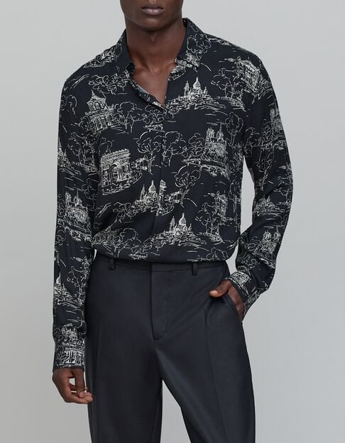 Pure Edition-Chemise SLIM noire toile de Jouy Homme - IKKS
